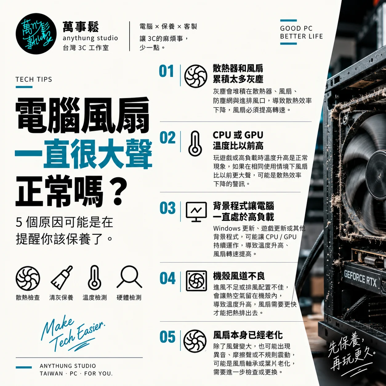 電腦風扇一直很大聲正常嗎？5個原因可能是在提醒你該保養了