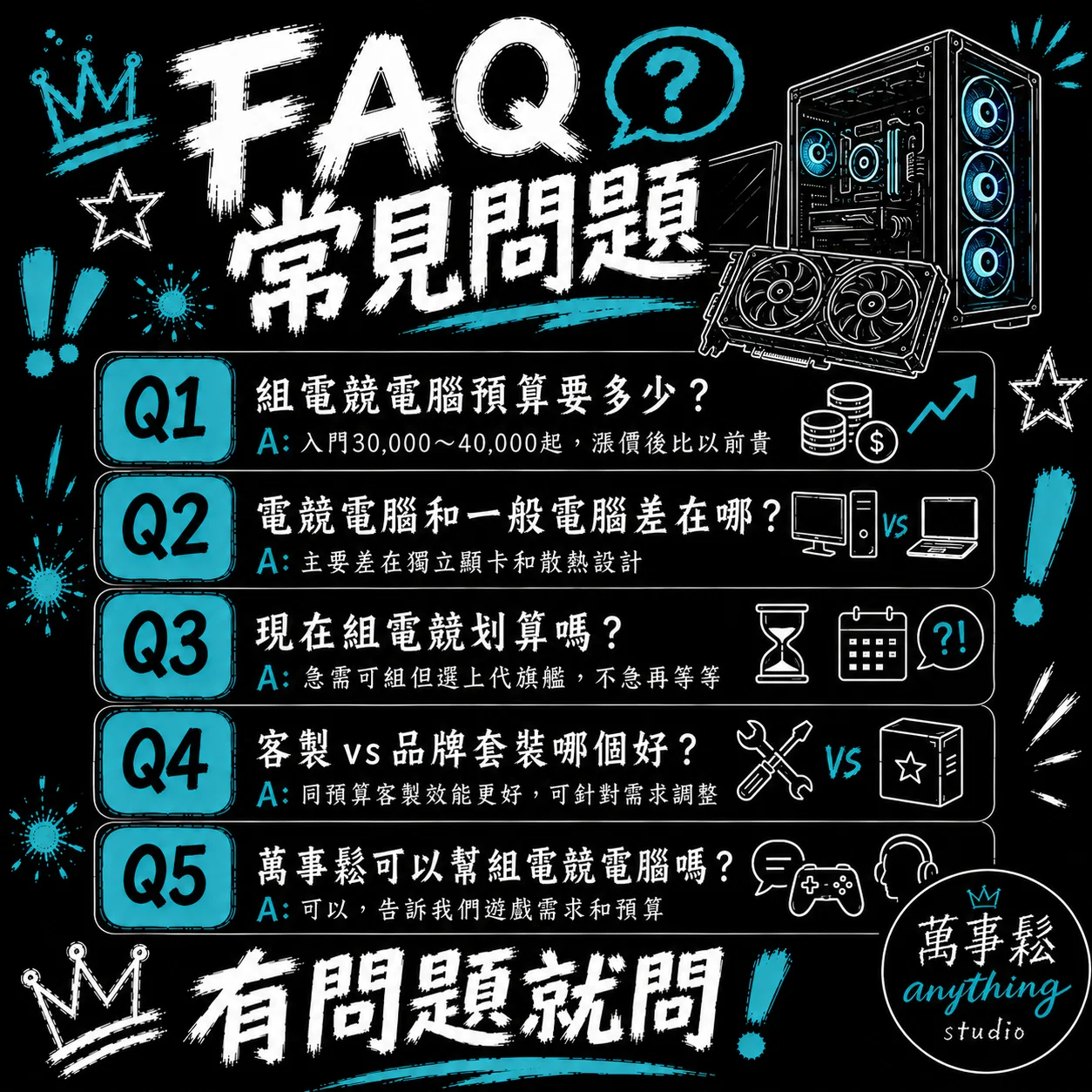 電競電腦常見問題 FAQ｜萬事鬆 anythung studio
